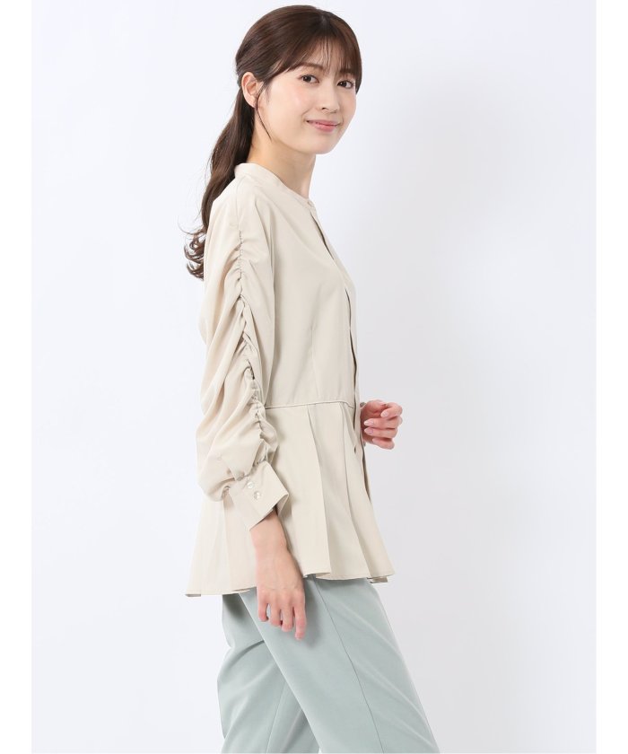 前後2WAY シャツワンピース （白） 長袖 レディース シャツ カットソー トップス ブラウス カジュアル インナー ビジネス ギフト プレゼント 白
