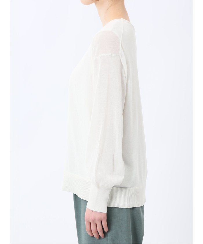 シアーニット&タンクトップ アンサンブル （サックス） 長袖 レディース シャツ カットソー トップス ブラウス カジュアル インナー ビジネス ギフト プレゼント サックス