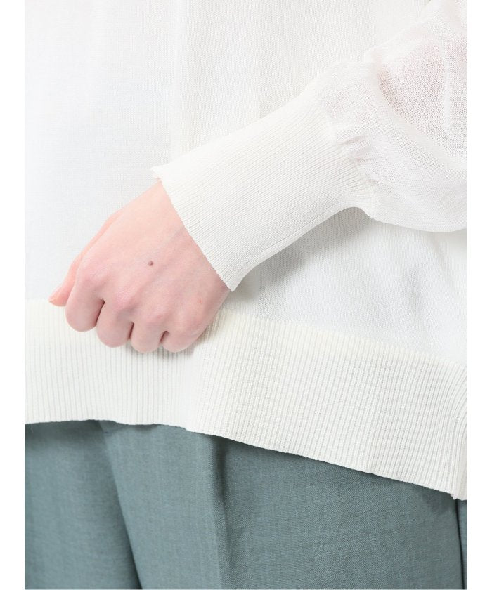 シアーニット&タンクトップ アンサンブル （サックス） 長袖 レディース シャツ カットソー トップス ブラウス カジュアル インナー ビジネス ギフト プレゼント サックス