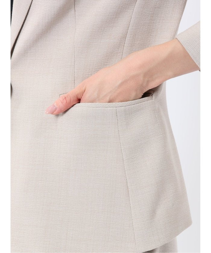 エムエフエディトリアル m.f.editorial 麻調合繊 1ボタン7分袖ジャケット＋テーパードパンツ ベージュ （ベージュ） ベージュ