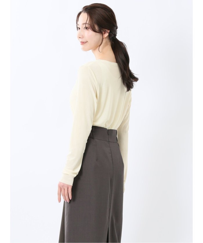 イノウェーブ/INNOWAVE マイクロチュール 長袖Tシャツ （アイボリー） 長袖 レディース シャツ カットソー トップス ブラウス カジュアル インナー ビジネス ギフト プレゼント アイボリー