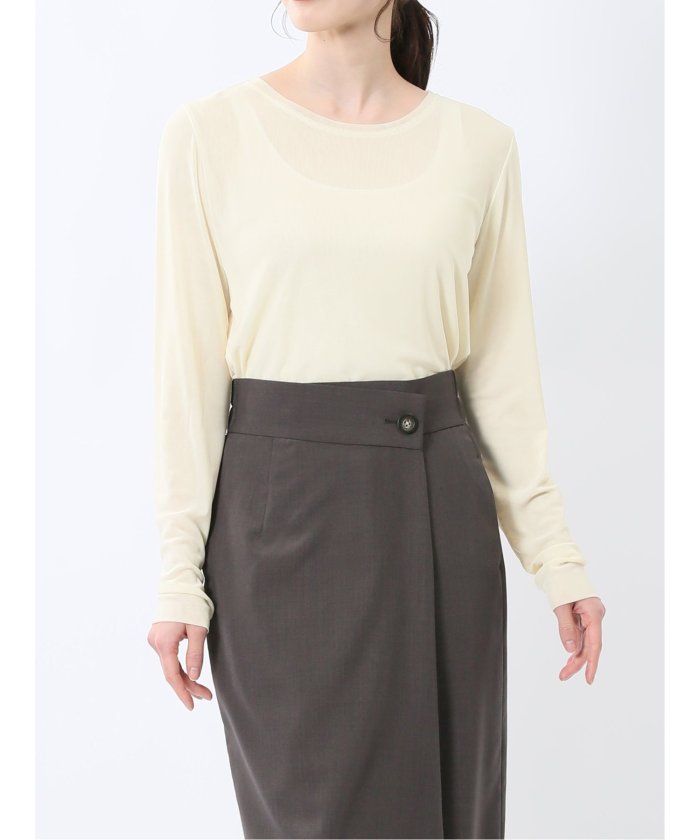 イノウェーブ/INNOWAVE マイクロチュール 長袖Tシャツ （アイボリー） 長袖 レディース シャツ カットソー トップス ブラウス カジュアル インナー ビジネス ギフト プレゼント アイボリー