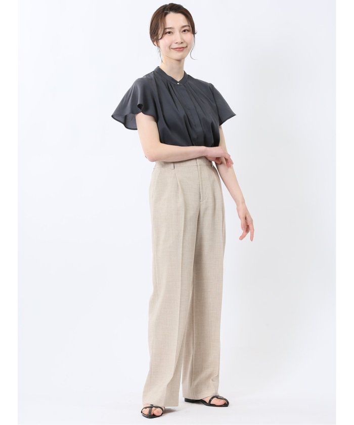 エムエフエディトリアル m.f.editorial 麻調合繊 セミワイドパンツ ベージュ(セットアップ可能) （ベージュ） ベージュ