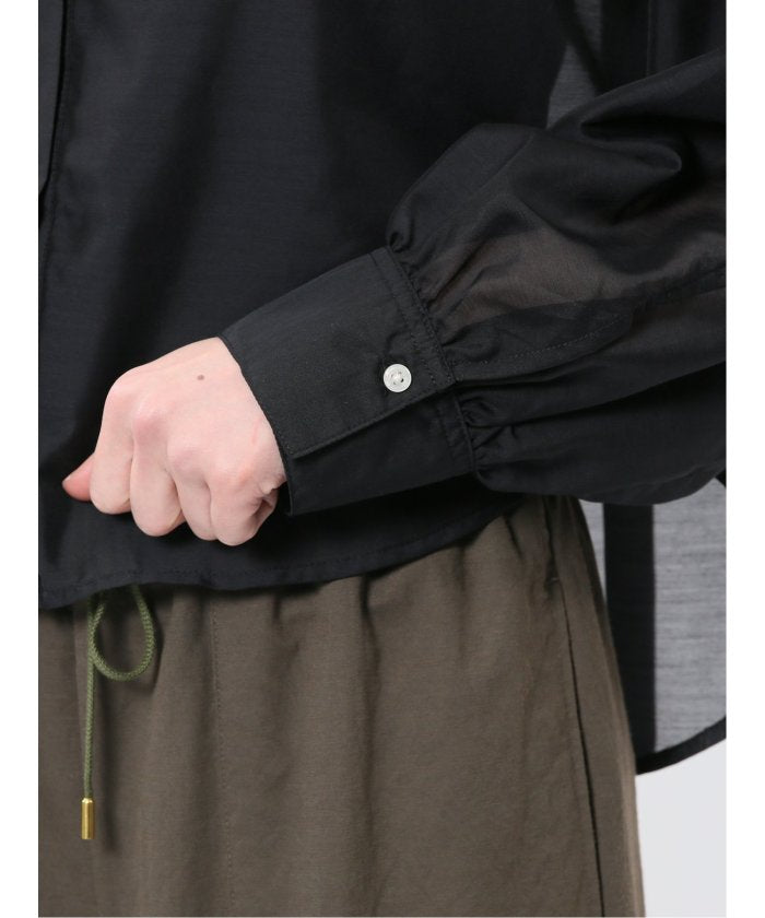 ショート シアー長袖シャツ （青） 半袖 レディース シャツ カットソー トップス ブラウス カジュアル インナー ビジネス ギフト プレゼント 青