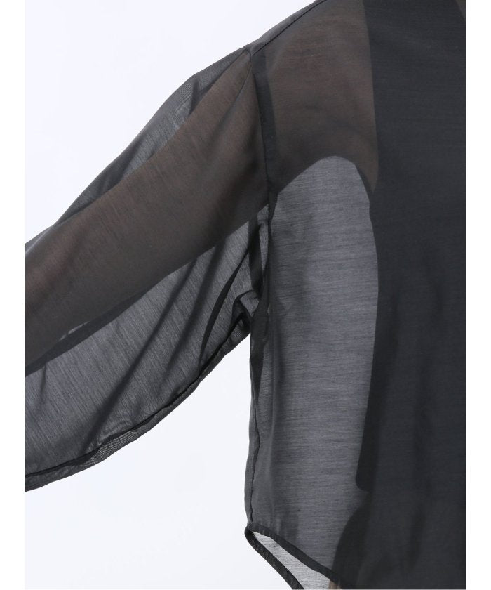 ショート シアー長袖シャツ （青） 半袖 レディース シャツ カットソー トップス ブラウス カジュアル インナー ビジネス ギフト プレゼント 青