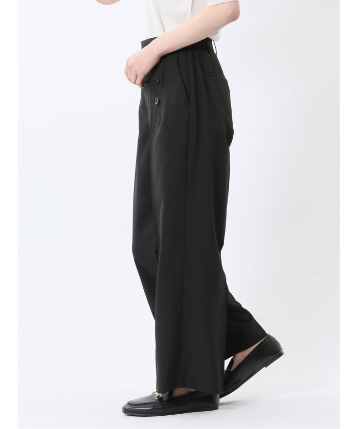 エムエフエディトリアル m.f.editorial 杢調 ボタン付き ワイドパンツ 黒(セットアップ可能) （黒） 黒