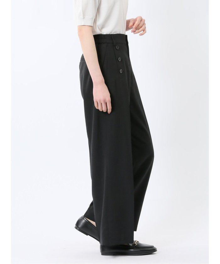 エムエフエディトリアル m.f.editorial 杢調 ボタン付き ワイドパンツ 黒(セットアップ可能) （黒） 黒