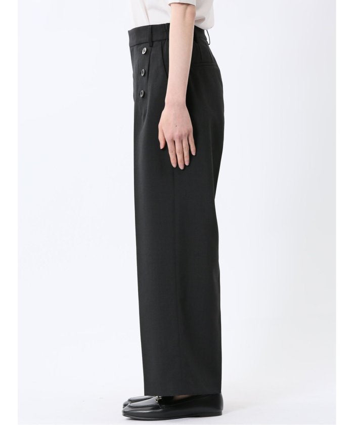エムエフエディトリアル m.f.editorial 杢調 ボタン付き ワイドパンツ 黒(セットアップ可能) （黒） 黒