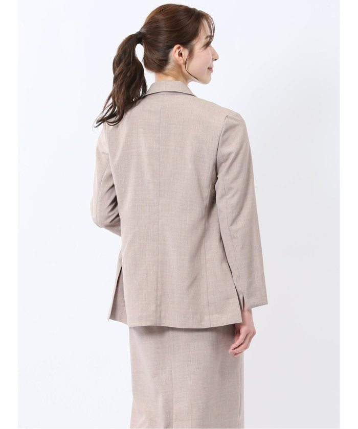 杢調 ダブルジャケット ベージュ(セットアップ可能) （ベージュ） レディース セットアップ スーツ ジャケット ビジネス カジュアル 仕事 通勤 入学 卒業 ハレの日 ベージュ