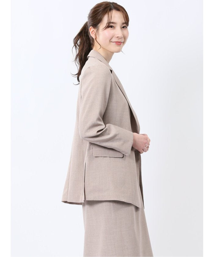 杢調 ダブルジャケット ベージュ(セットアップ可能) （ベージュ） レディース セットアップ スーツ ジャケット ビジネス カジュアル 仕事 通勤 入学 卒業 ハレの日 ベージュ