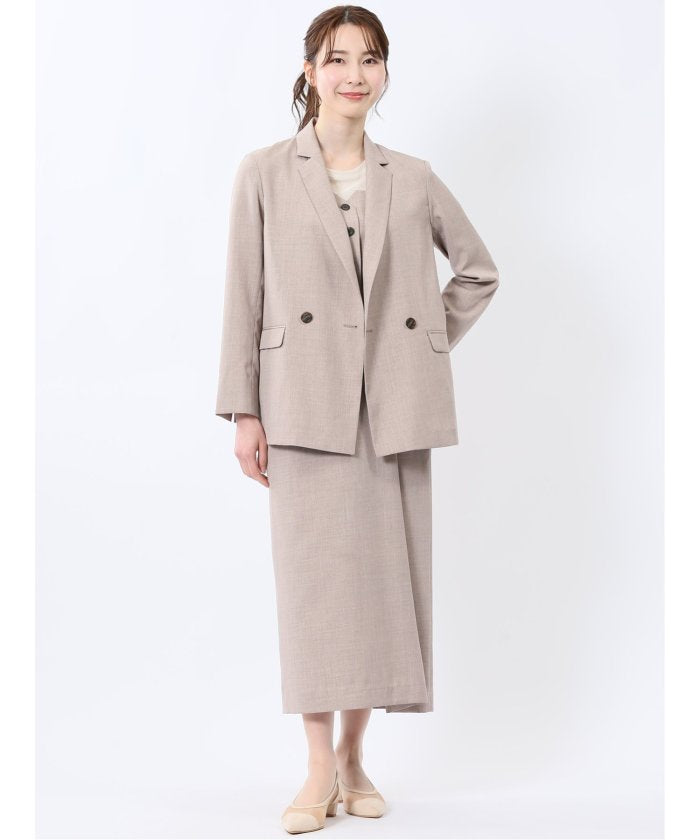 杢調 ダブルジャケット ベージュ(セットアップ可能) （ベージュ） レディース セットアップ スーツ ジャケット ビジネス カジュアル 仕事 通勤 入学 卒業 ハレの日 ベージュ