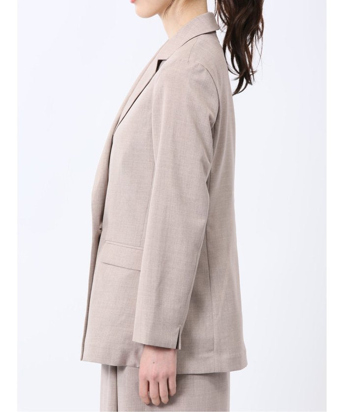 杢調 ダブルジャケット ベージュ(セットアップ可能) （ベージュ） レディース セットアップ スーツ ジャケット ビジネス カジュアル 仕事 通勤 入学 卒業 ハレの日 ベージュ