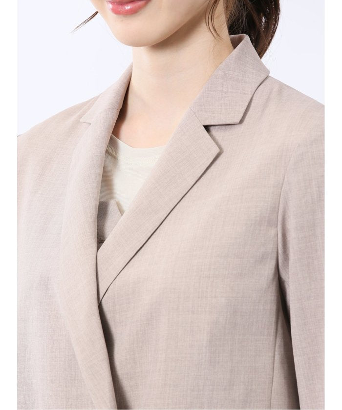 杢調 ダブルジャケット ベージュ(セットアップ可能) （ベージュ） レディース セットアップ スーツ ジャケット ビジネス カジュアル 仕事 通勤 入学 卒業 ハレの日 ベージュ