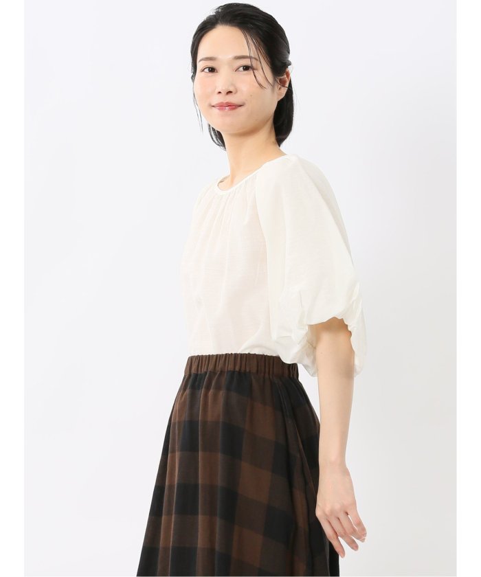 シアースラブ 半袖プルオーバーブラウス （アイボリー） 半袖 レディース シャツ カットソー トップス ブラウス カジュアル インナー ビジネス ギフト プレゼント アイボリー