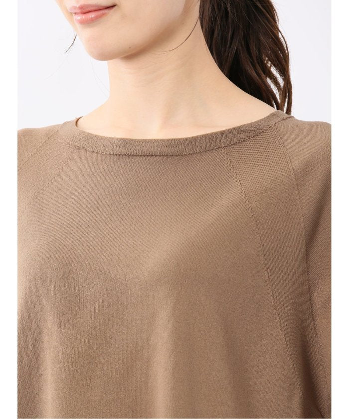 快適機能 無縫製ラグラン フレンチ袖 クルーニット （黒） 半袖 レディース シャツ カットソー トップス ブラウス カジュアル インナー ビジネス ギフト プレゼント 黒