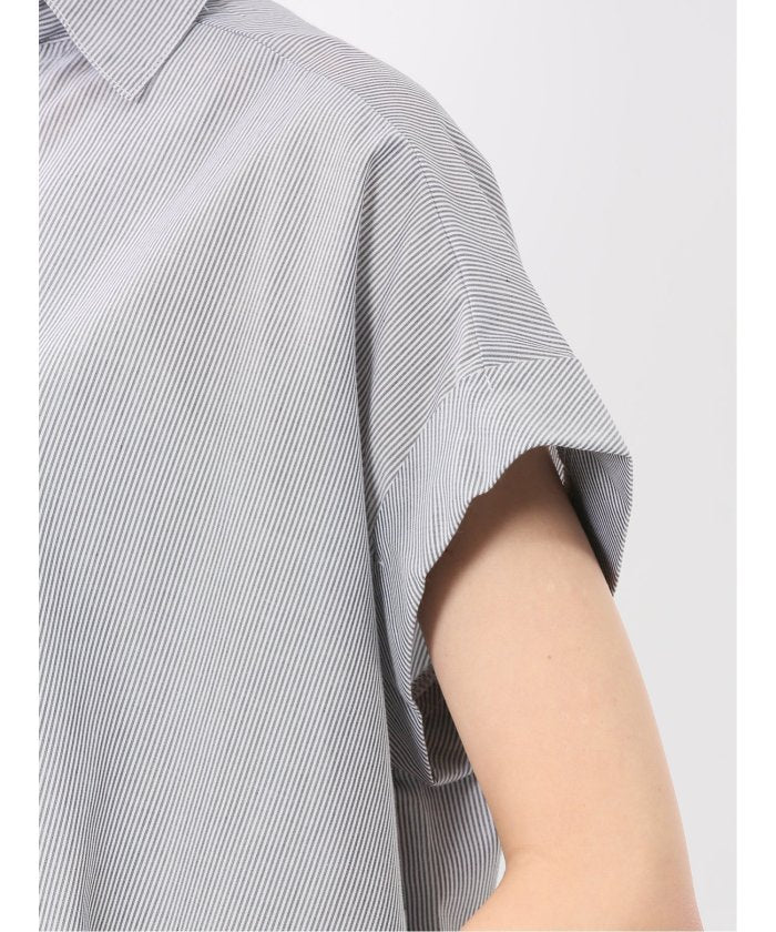 フロントタックかぶり スキッパーシャツ （黒） 半袖 レディース シャツ カットソー トップス ブラウス カジュアル インナー ビジネス ギフト プレゼント 黒