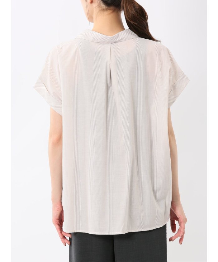 フロントタックかぶり スキッパーシャツ （黒） 半袖 レディース シャツ カットソー トップス ブラウス カジュアル インナー ビジネス ギフト プレゼント 黒