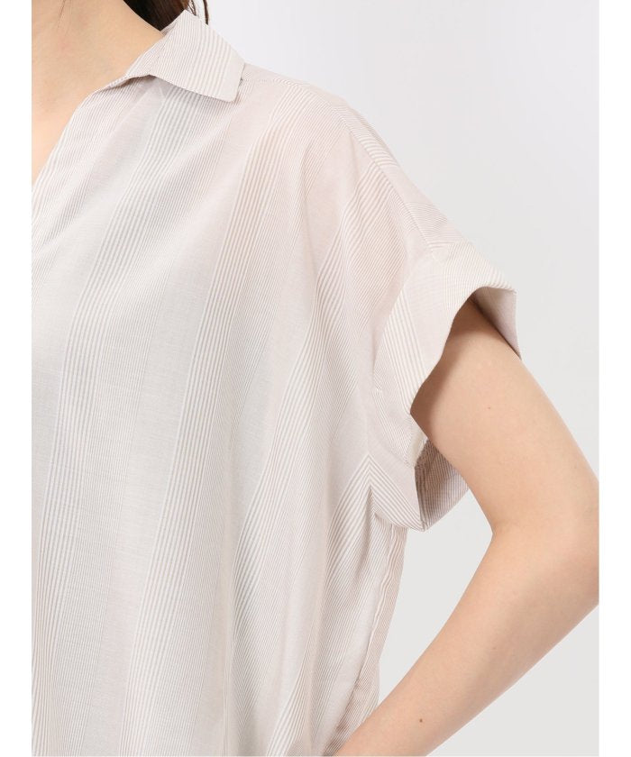 フロントタックかぶり スキッパーシャツ （黒） 半袖 レディース シャツ カットソー トップス ブラウス カジュアル インナー ビジネス ギフト プレゼント 黒