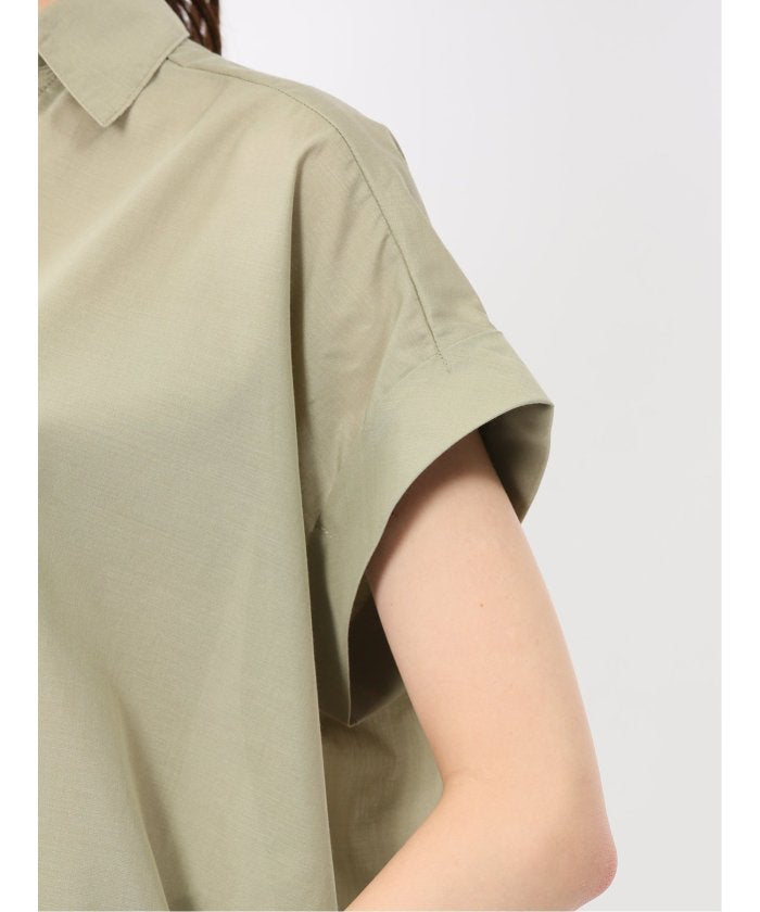 フロントタックかぶり スキッパーシャツ （黒） 半袖 レディース シャツ カットソー トップス ブラウス カジュアル インナー ビジネス ギフト プレゼント 黒