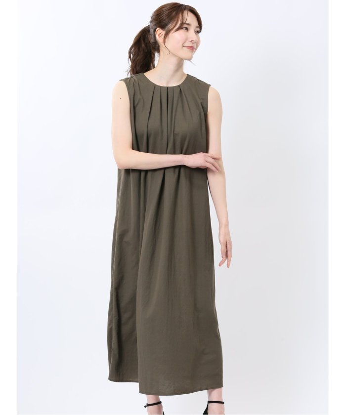 エムエフエディトリアル m.f.editorial イノウェーブ/INNOWAVE 接触冷感 ストレッチ ノースリ ワンピース （カーキ） カーキ
