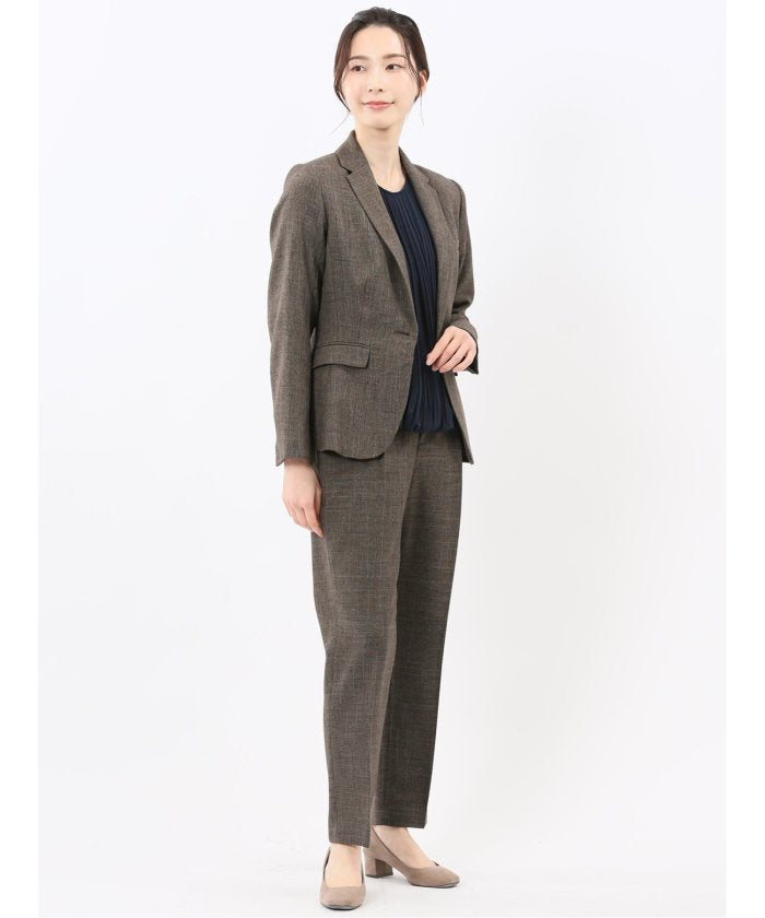 エムエフエディトリアル m.f.editorial ストレッチウォッシャブル シャーク タックテーパードパンツ こげ茶(セットアップ可能) （こげ茶） こげ茶