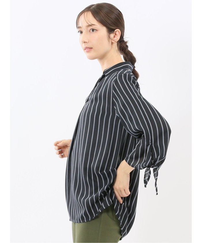 エムエフエディトリアル m.f.editorial 袖リボンかぶり スキッパーシャツチュニック （茶） 茶