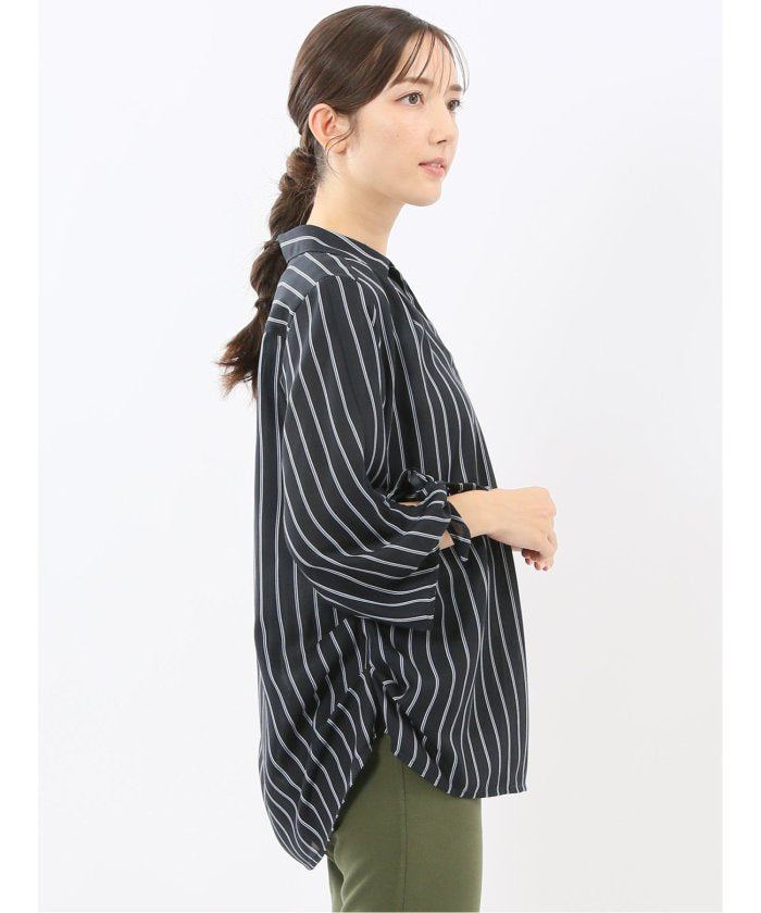 エムエフエディトリアル m.f.editorial 袖リボンかぶり スキッパーシャツチュニック （茶） 茶