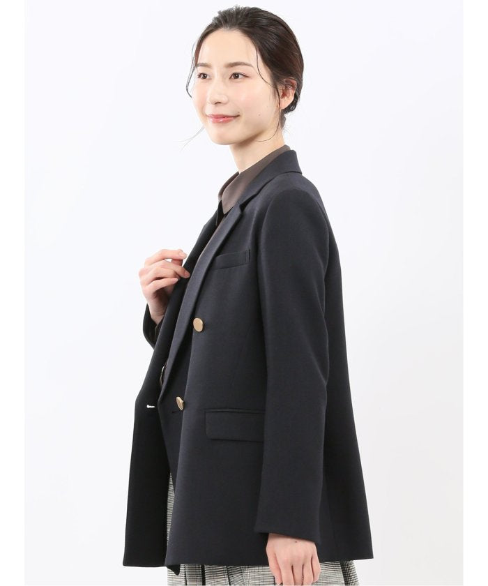 エムエフエディトリアル m.f.editorial ストレッチウォッシャブル シャーク リラクシング ダブルジャケット 紺(セットアップ可能) （紺） 紺