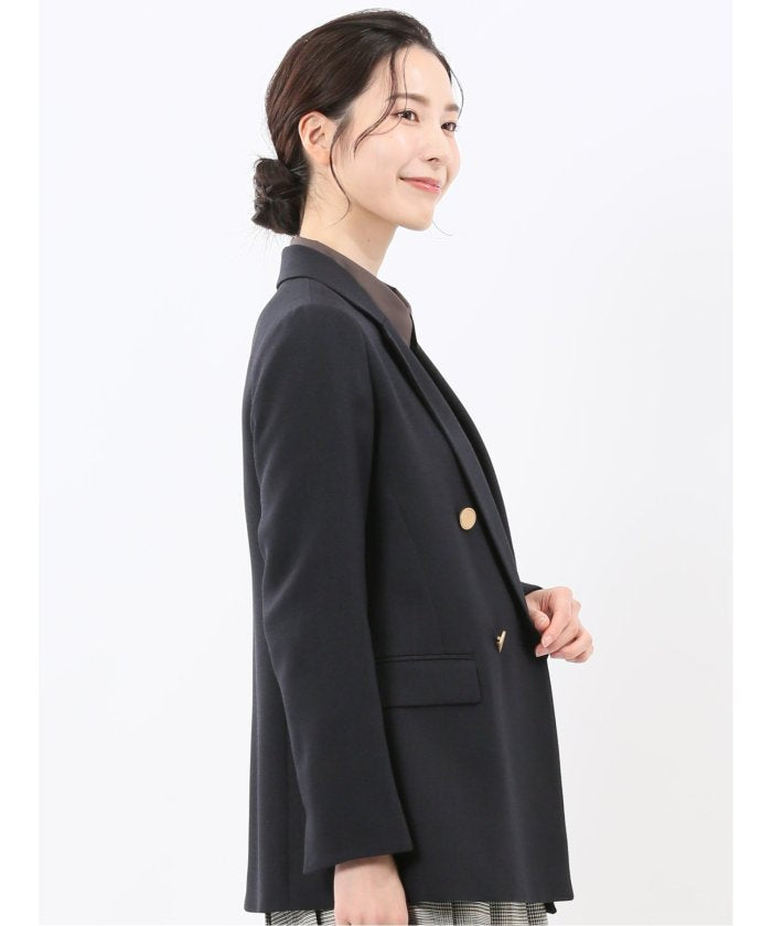 エムエフエディトリアル m.f.editorial ストレッチウォッシャブル シャーク リラクシング ダブルジャケット 紺(セットアップ可能) （紺） 紺