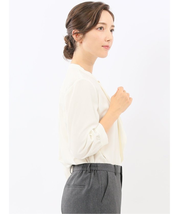 エムエフエディトリアル m.f.editorial ラッフルフリル 8分袖プルオーバーブラウス （サックス） サックス