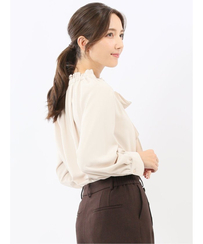 エムエフエディトリアル m.f.editorial ギャザーリボン 長袖プルオーバーブラウス （こげ茶） こげ茶