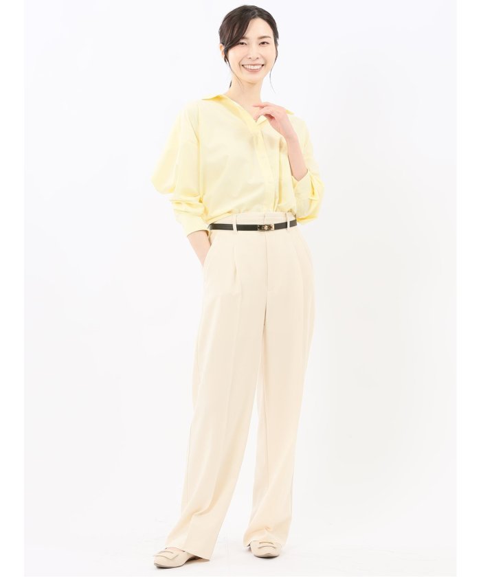 エムエフエディトリアル m.f.editorial ストレッチ ワンタック ワイドパンツ （アイボリー） アイボリー