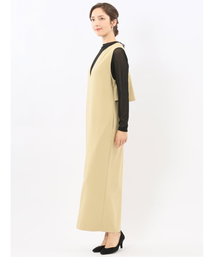 【ストレッチ・ウォッシャブル】 ストレッチウォッシャブル ウーリッシュ サロペット(セットアップ可能) （グレー） 黄