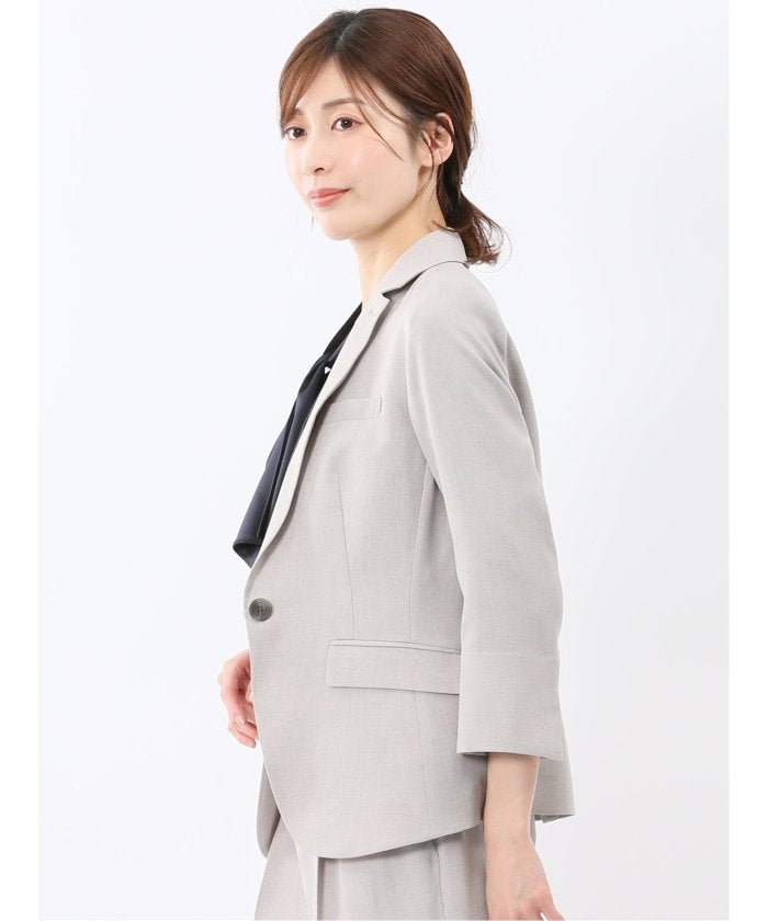 エムエフエディトリアル m.f.editorial ストレッチ ウォッシャブル 1ボタン 7分袖 ジャケット ライトグレー(セットアップ可能) （ライトグレー） ライトグレー