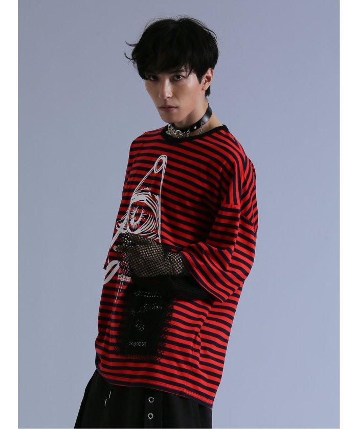 セマンティックデザイン semanticdesign SD×PSYCHONATION フェイクレイヤード メッシュ クルー長袖BIG 半袖 メンズ Tシャツ カットソー カジュアル インナー ビジネス ギフト プレ （赤） 赤