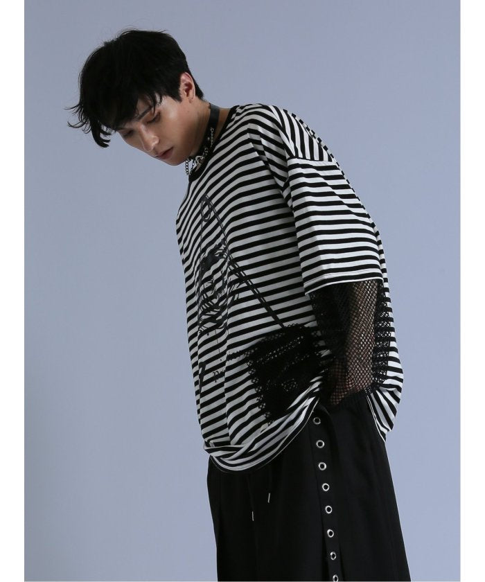 セマンティックデザイン semanticdesign SD×PSYCHONATION フェイクレイヤード メッシュ クルー長袖BIG 半袖 メンズ Tシャツ カットソー カジュアル インナー ビジネス ギフト プレ （赤） 赤