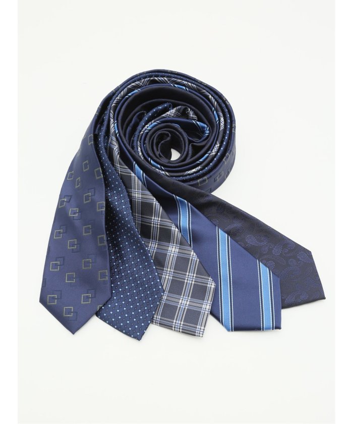 タカキュー TAKA-Q 【WEB限定】ビジネス ネクタイ 5本 セット 洗濯ネット 付き 紺 ギフト プレゼント 就職 （紺） 紺