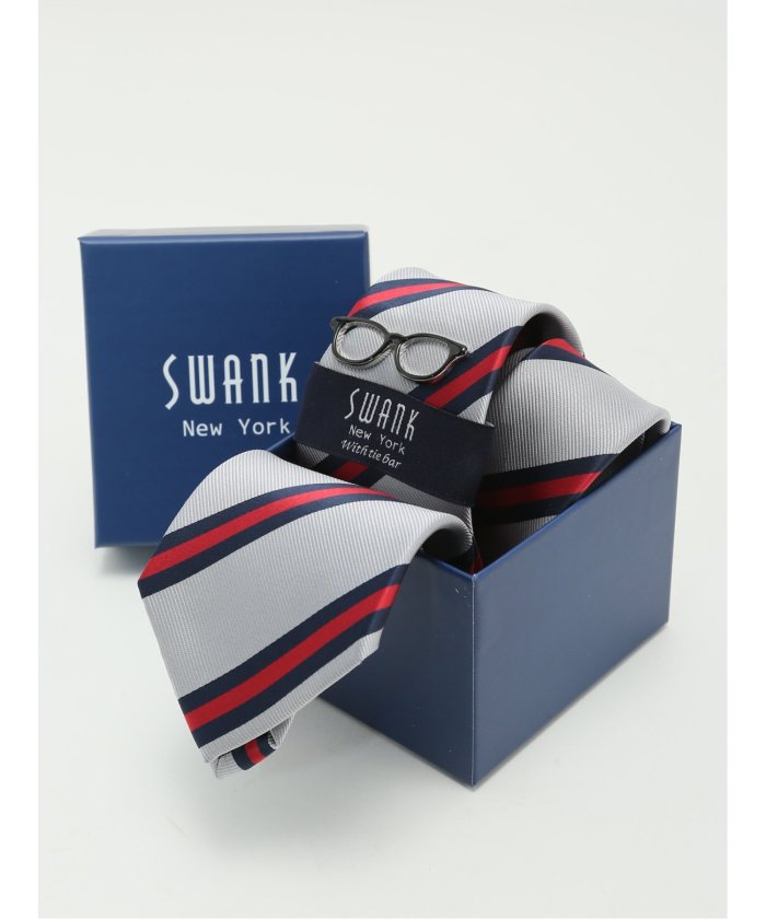 タカキュー TAKA-Q スワンク/SWANK ネクタイ＆タイバーセット （グレー） グレー