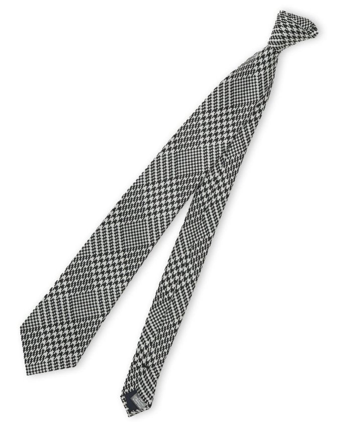 シルク混 チェック柄 レギュラータイ 8.0cm幅 （黒） 黒