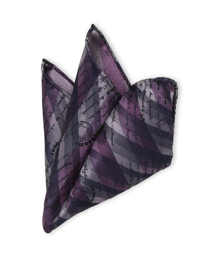 タカキュー TAKA-Q シルク アーガイルカリグラフィー ポケットチーフ （パープル） パープル