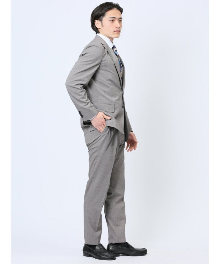 タカキュー TAKA-Q マルゾット/Marzotto ウール混 レギュラーフィット 2ボタン2ピーススーツ チドリ メンズ セットアップ ジャケット ビジネス カジュアル 通勤 仕事
