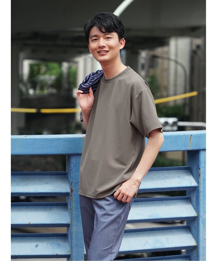 タカキュー TAKA-Q ふくれストライプ クルーネック半袖Tシャツ メンズ Tシャツ カットソー カジュアル インナー トップス ギフト プレゼント （ベージュ） ベージュ