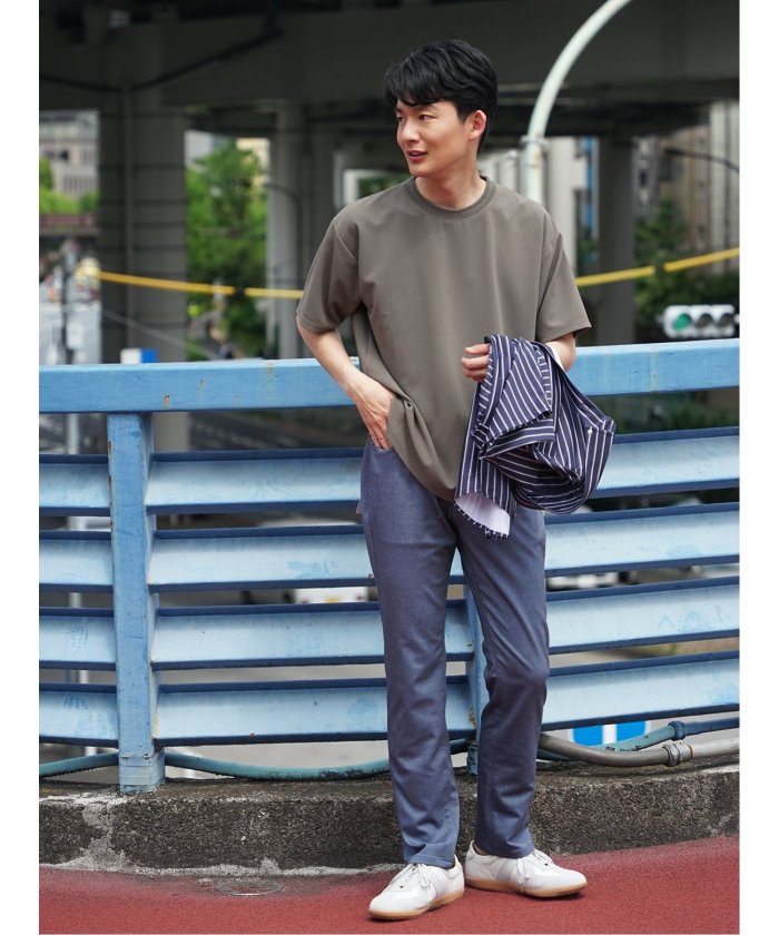 タカキュー TAKA-Q ふくれストライプ クルーネック半袖Tシャツ メンズ Tシャツ カットソー カジュアル インナー トップス ギフト プレゼント （ベージュ） ベージュ