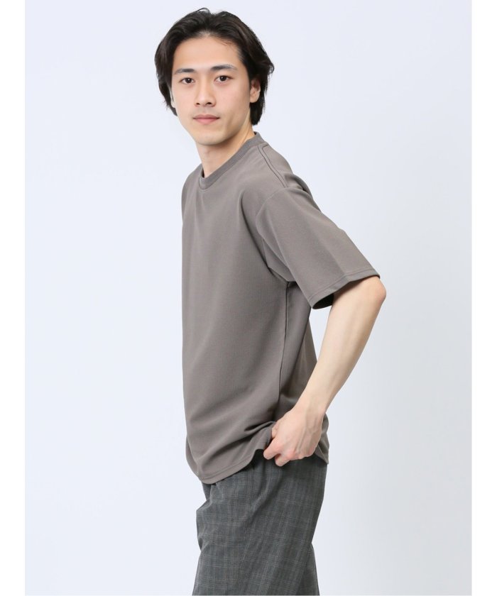 タカキュー TAKA-Q ふくれストライプ クルーネック半袖Tシャツ メンズ Tシャツ カットソー カジュアル インナー トップス ギフト プレゼント （ベージュ） ベージュ