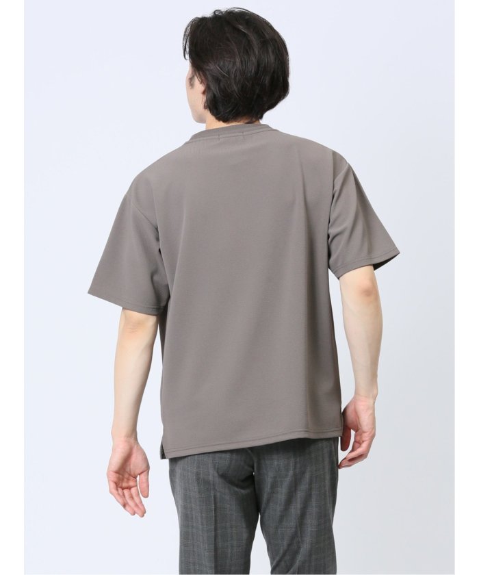 タカキュー TAKA-Q ふくれストライプ クルーネック半袖Tシャツ メンズ Tシャツ カットソー カジュアル インナー トップス ギフト プレゼント （ベージュ） ベージュ
