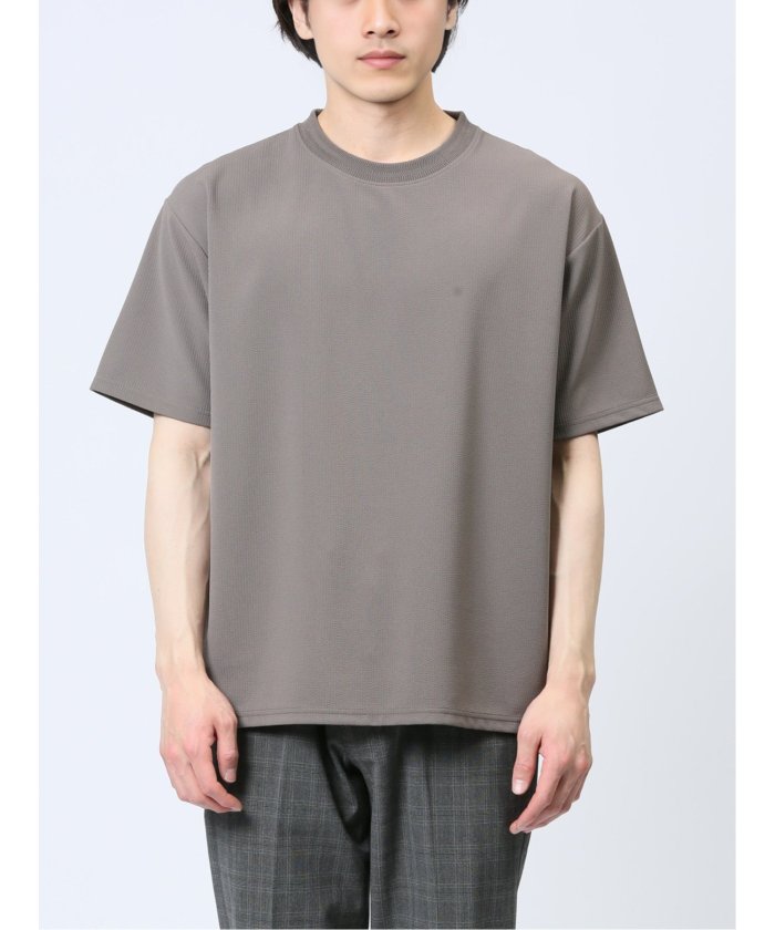 タカキュー TAKA-Q ふくれストライプ クルーネック半袖Tシャツ メンズ Tシャツ カットソー カジュアル インナー トップス ギフト プレゼント （ベージュ） ベージュ