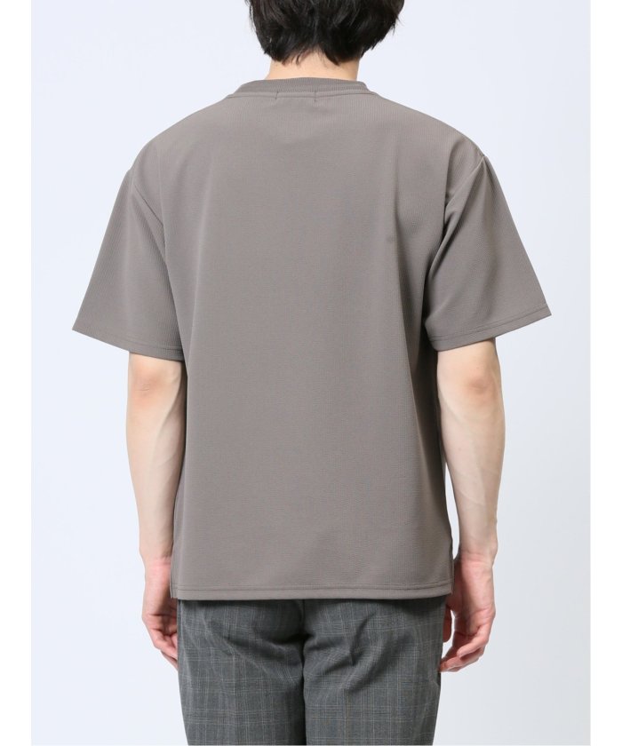 タカキュー TAKA-Q ふくれストライプ クルーネック半袖Tシャツ メンズ Tシャツ カットソー カジュアル インナー トップス ギフト プレゼント （ベージュ） ベージュ