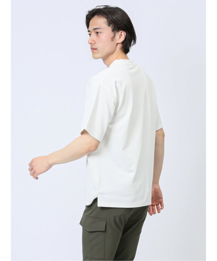 タカキュー TAKA-Q ふくれストライプ クルーネック半袖Tシャツ メンズ Tシャツ カットソー カジュアル インナー トップス ギフト プレゼント （ベージュ） ベージュ