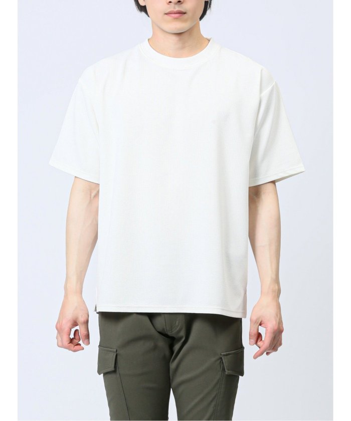タカキュー TAKA-Q ふくれストライプ クルーネック半袖Tシャツ メンズ Tシャツ カットソー カジュアル インナー トップス ギフト プレゼント （ベージュ） ベージュ