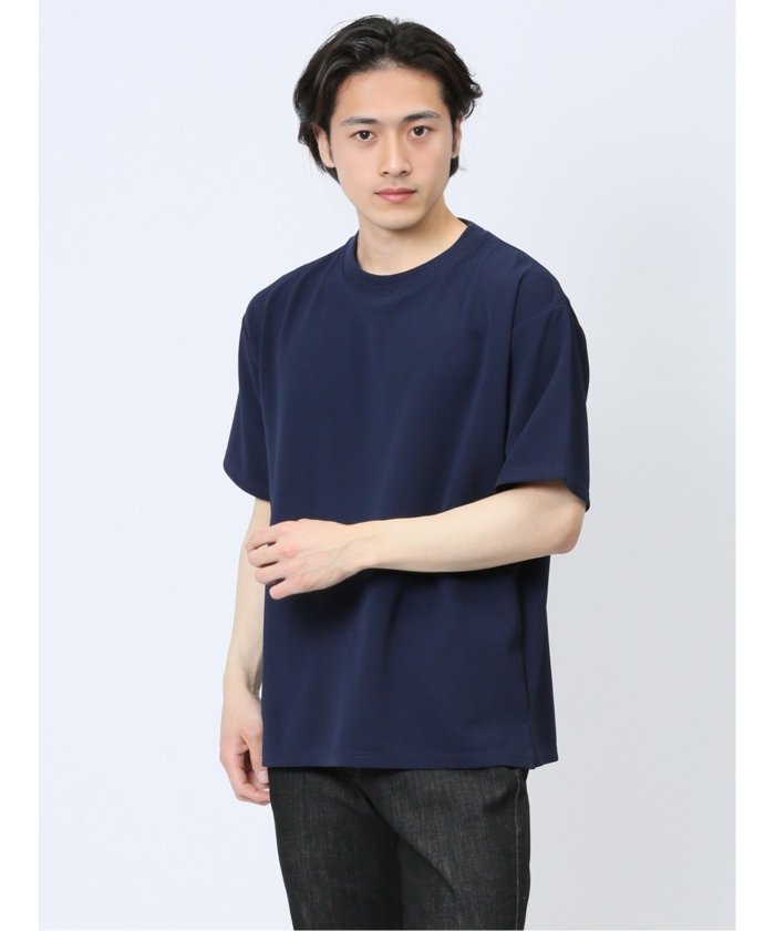 タカキュー TAKA-Q ふくれストライプ クルーネック半袖Tシャツ メンズ Tシャツ カットソー カジュアル インナー トップス ギフト プレゼント （青） 青